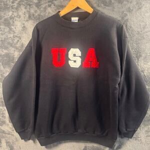 VTG 90s Freeze Sewn “USA” Single Stitch Crewneck Unisex Large Navy Blue
